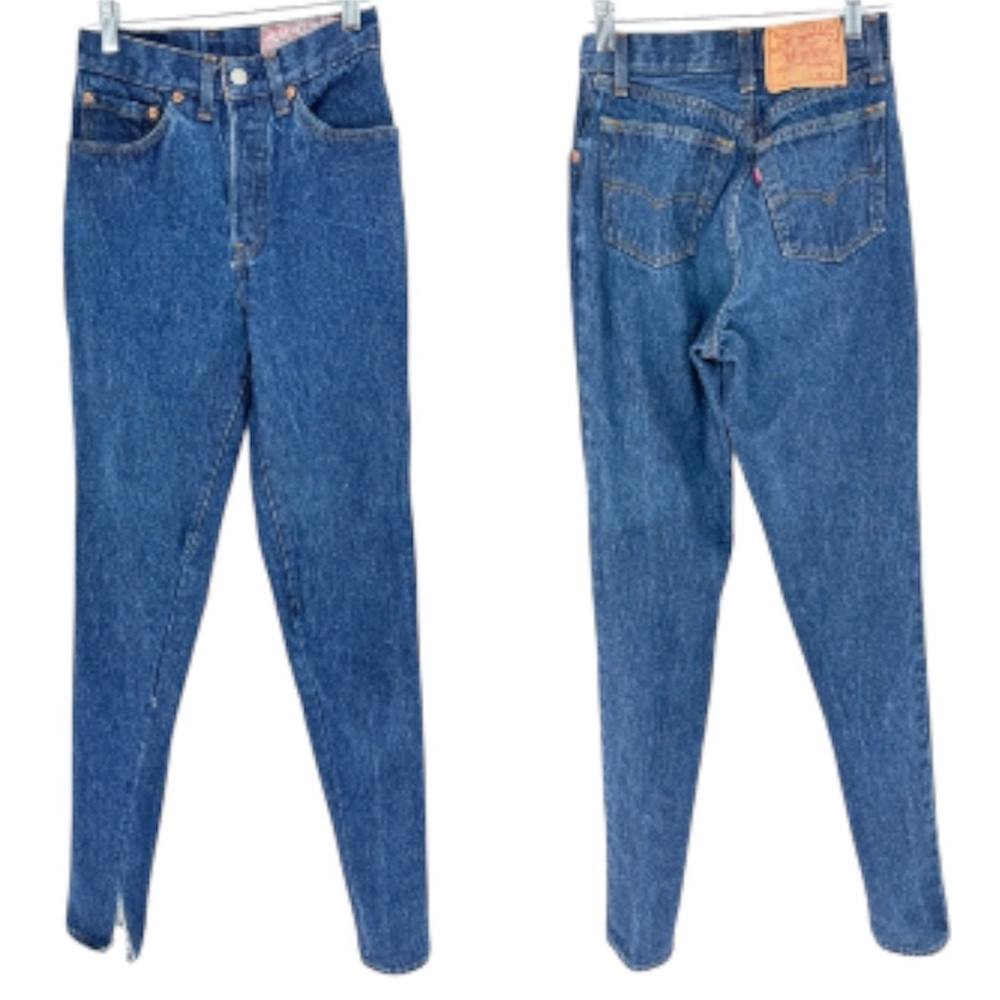 Vintage Levi's Rare Wash 'Em Hot Tag *Altered* High Rise Skinny Button Fly Sz 28